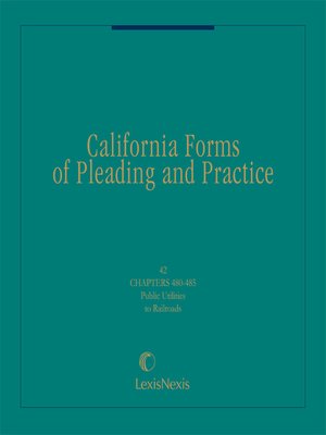 cover image of California Forms of Pleading and Practice